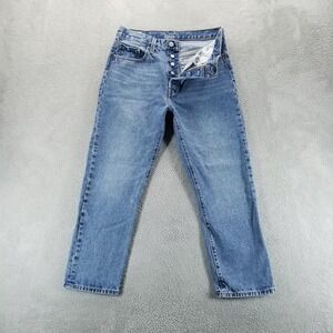 Levis 501 Jeans Womens 28 Blue Straight High Rise Button Fly Medium Wash
